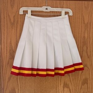 White Cheer Skirt with Red and Yellow Stripes
Perfect for Halloween!